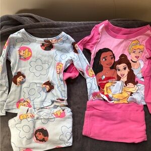 Disney Princess Girls' Pink and Light Blue Character Pajama Set